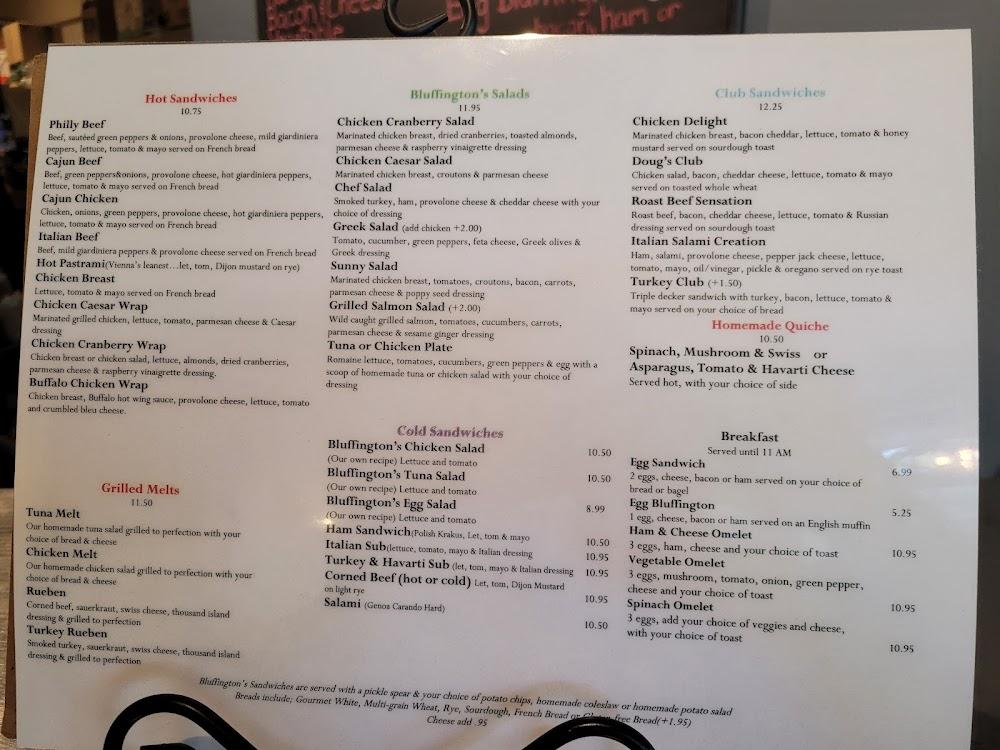Bluffington's Cafe Menu image 2
